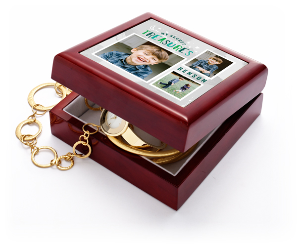 Moon and Star Treasures Keepsake Box, Gray, silver