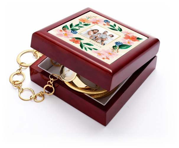 Floral Frame Keepsake Box, Beige