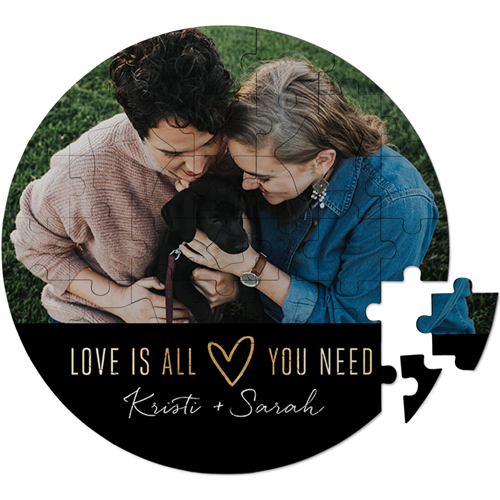 Love Is All Keepsake Puzzle, Circle, Keepsake, Black