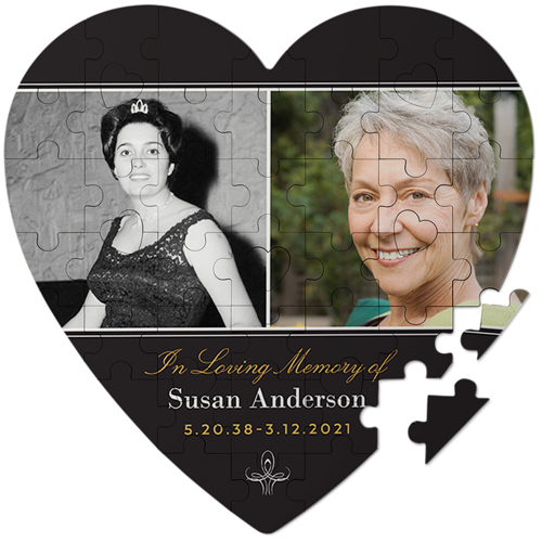 In Loving Memory Keepsake Puzzle, Heart, Keepsake, Gray, charcoal