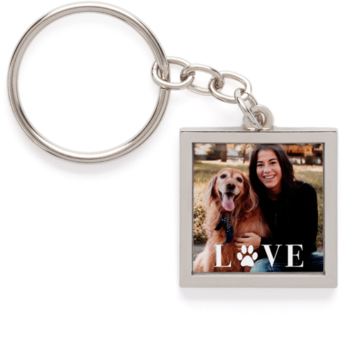 Fur Baby Love Pewter Key Ring, White