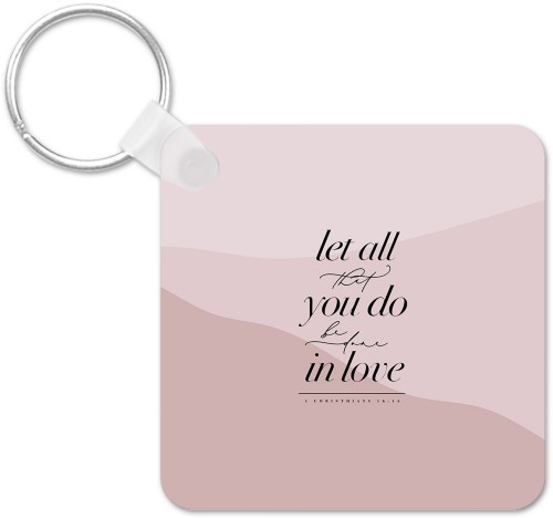 Be Done In Love Key Ring, Square, Multicolor