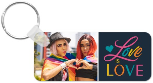 Rainbow Love Is Love Key Ring, Rect, Blue