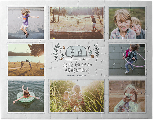 Let's Go On An Adventure Kids Puzzle, Thick Puzzle Board, 30 pieces, Rectangle Ornament, Kids Puzzle, Gray