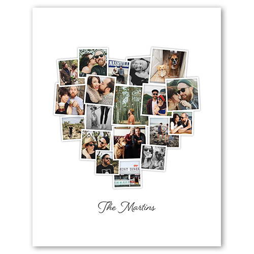 Tilted Heart Collage Portrait, -8x10-White