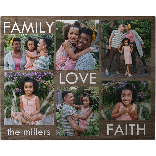 Family Gallery Of Six Large Piece Puzzle, Puzzle Board, 50 large pieces, Rectangle Ornament, Large Piece Puzzle, Multicolor