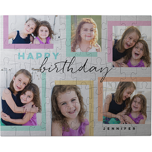 Pastel Color Frames Large Piece Puzzle, Puzzle Board, 50 large pieces, Rectangle, Large Piece Puzzle, Green, mint