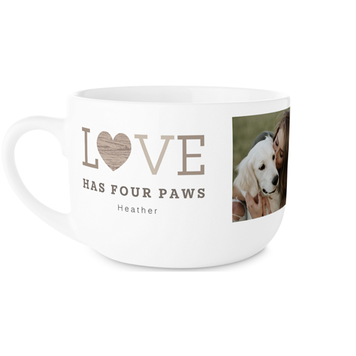 Rustic Fur Pawprints Latte Mug, White,  , 25oz, White