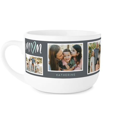 Heart Mom Collage Latte Mug, White,  , 25oz, Gray