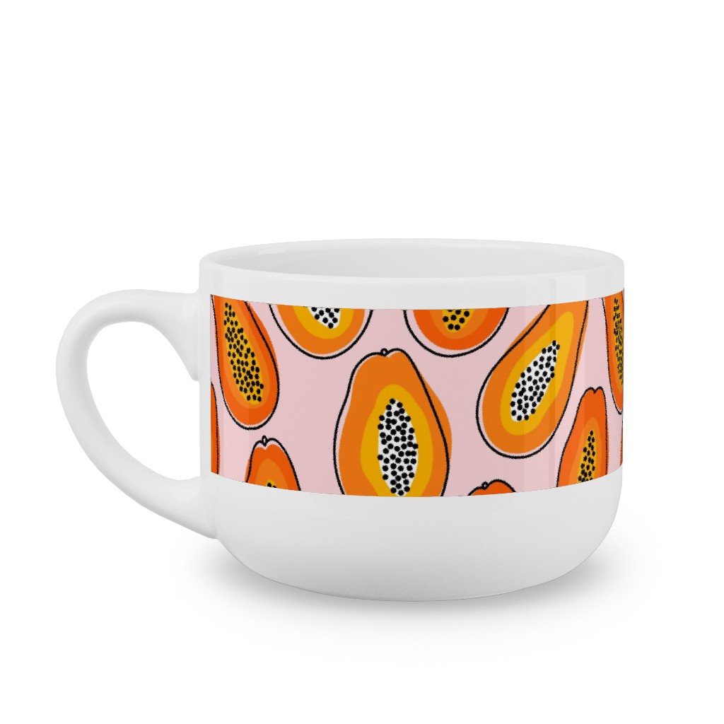 Abstract Papayas - Pink Latte Mug, White, , 25oz, Pink, Bright Pink
