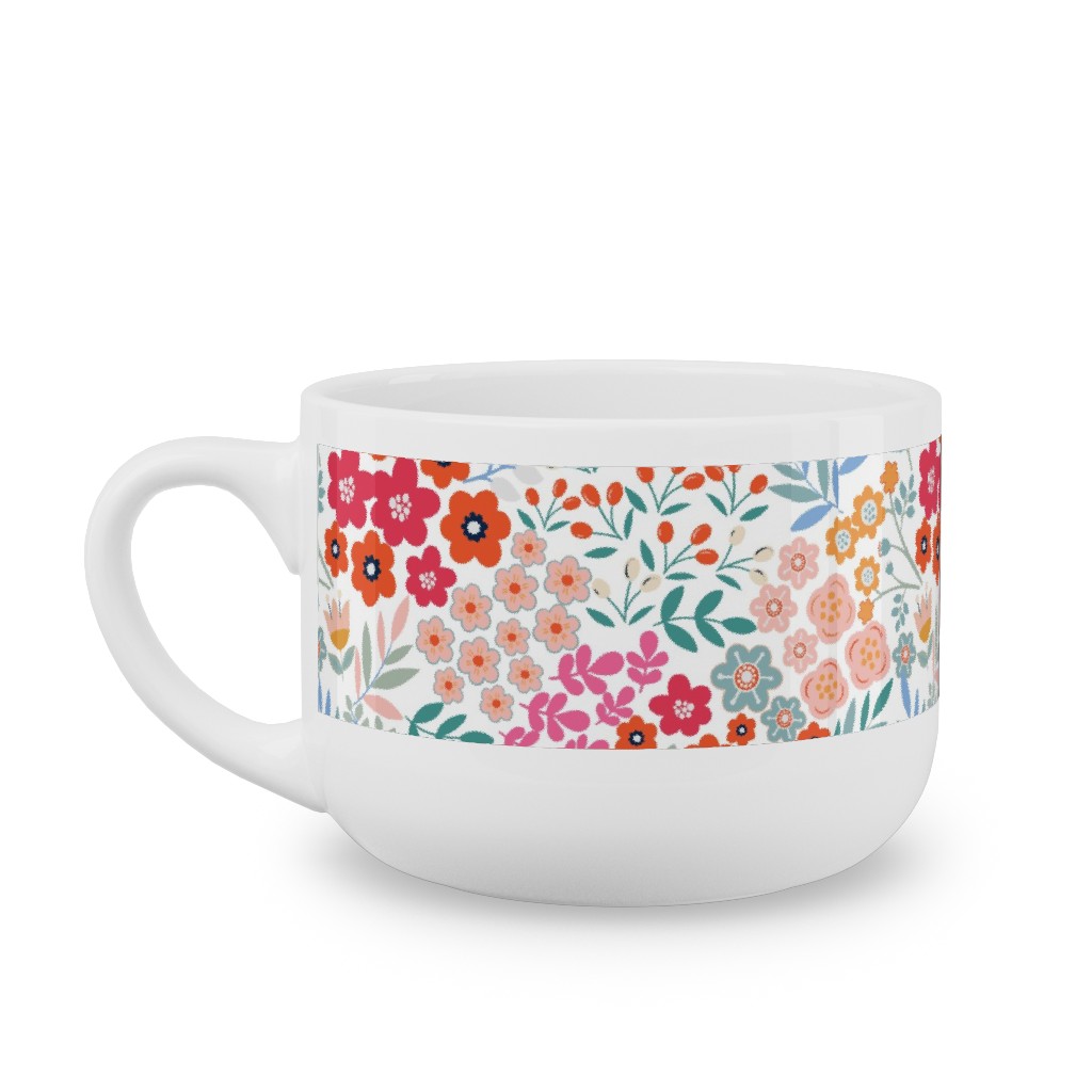 Summer Flower Latte Mug, White,  , 25oz, Multicolor