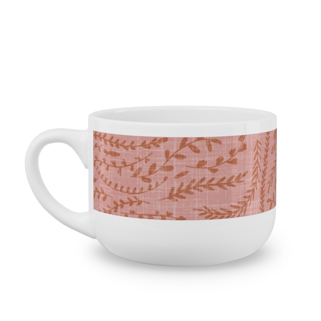 Notion - Fine Floral - Pink and Rust Latte Mug, White,  , 25oz, Pink