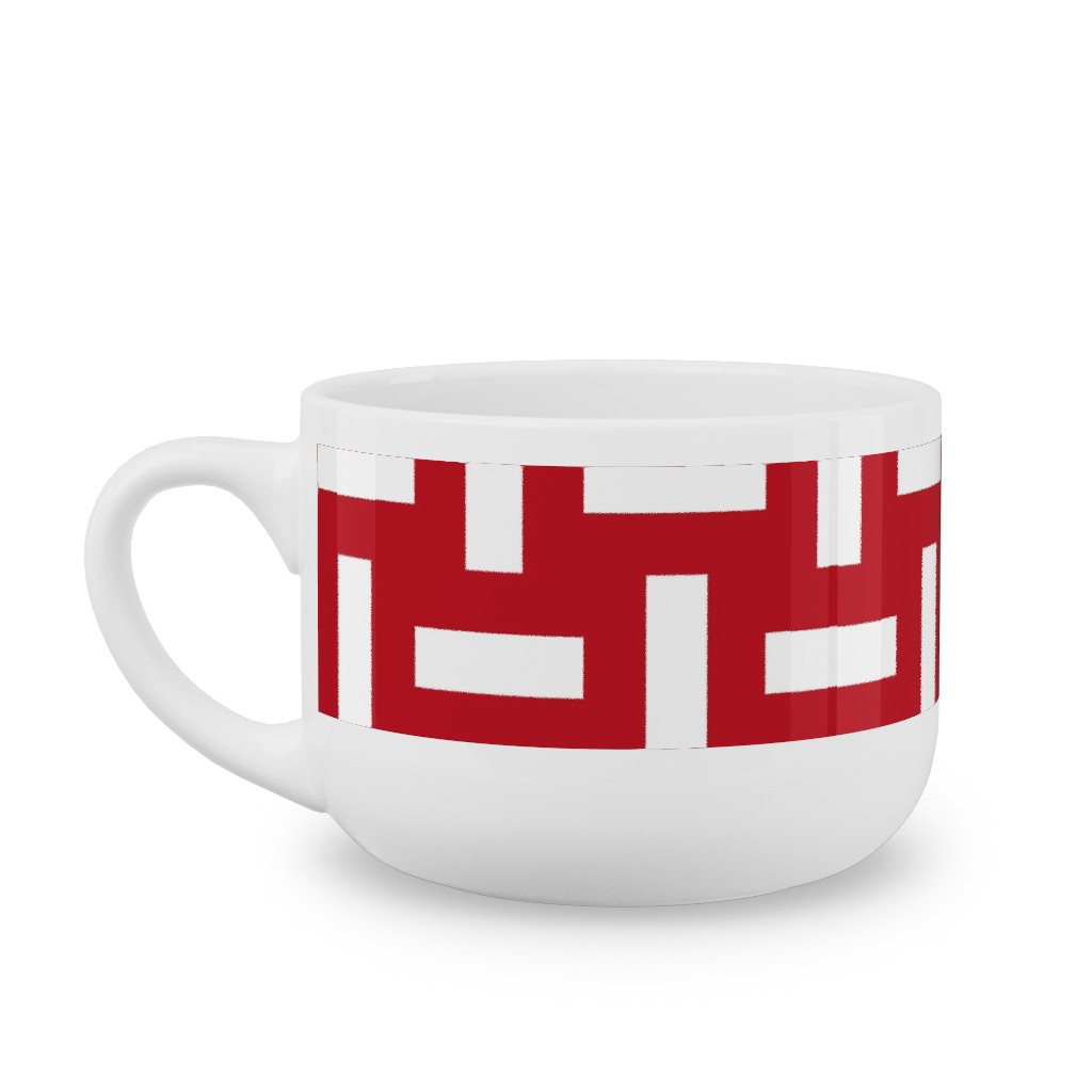 Geometrically Assembled Flag - Red Latte Mug, White,  , 25oz, Red