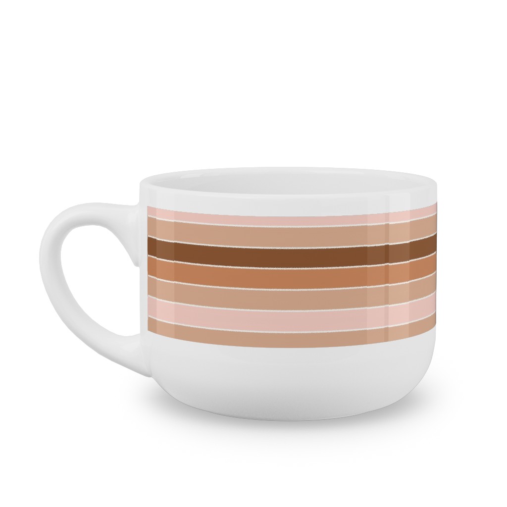 Candy Stripes Horizontal - Pink Latte Mug, White,  , 25oz, Pink