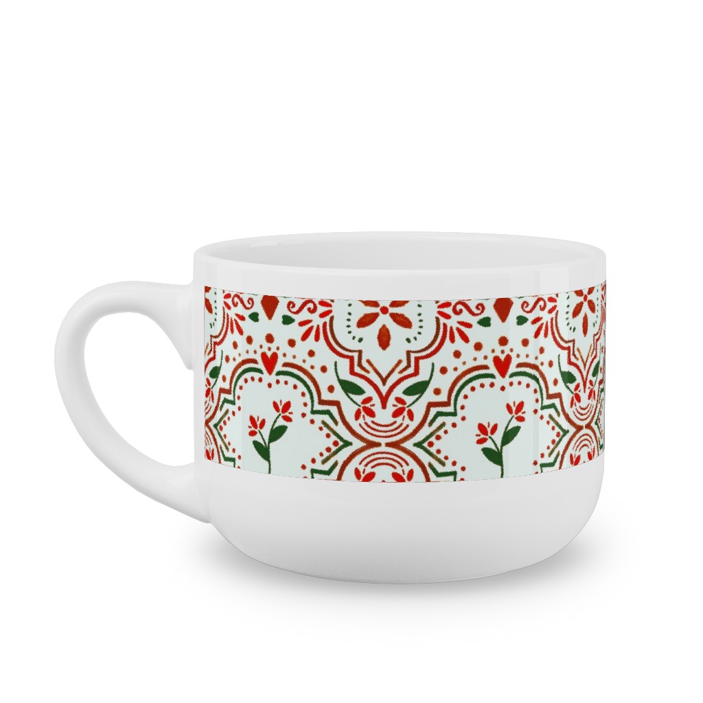 Moroccan Christmas Latte Mug, White,  , 25oz, Red