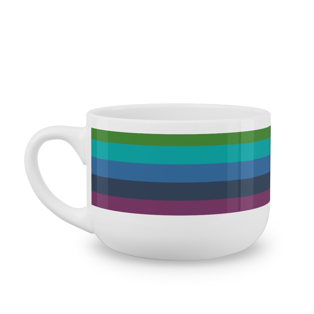 Colorful Live - Rainbow Stripe Latte Mug, White,  , 25oz, Multicolor