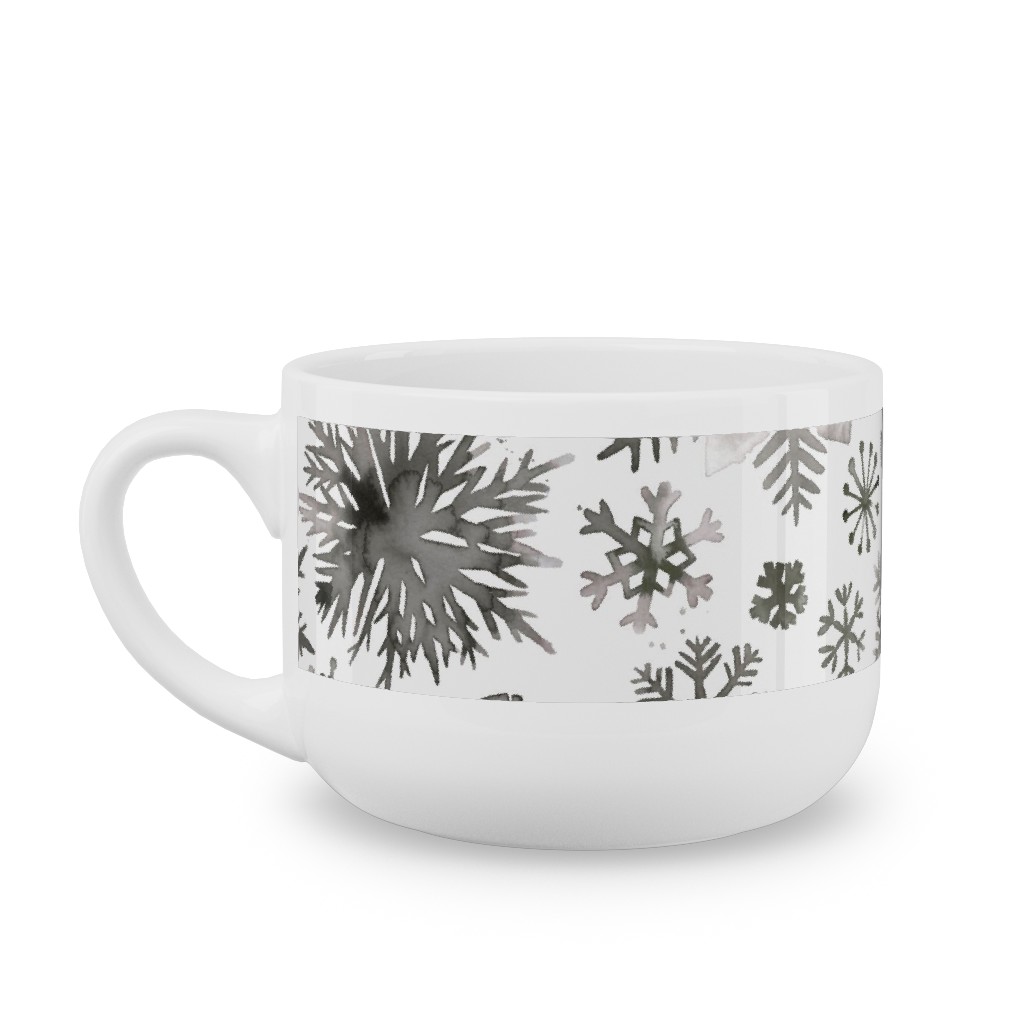 Winter Snowflakes - Gray Latte Mug, White,  , 25oz, Gray