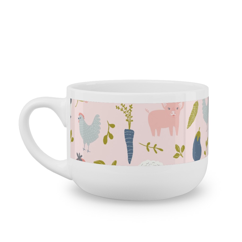 Farm Life - Pink Latte Mug, White,  , 25oz, Pink