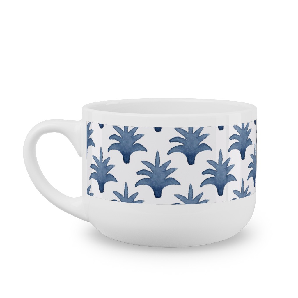 Pinecone - Indigo on Cream Latte Mug, White, , 25oz, Blue, True Blue
