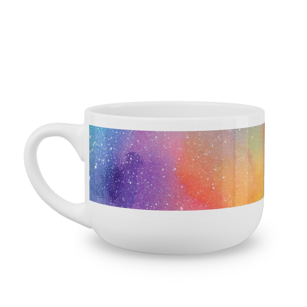 Watercolor Rainbow - Multi Latte Mug, White,  , 25oz, Multicolor