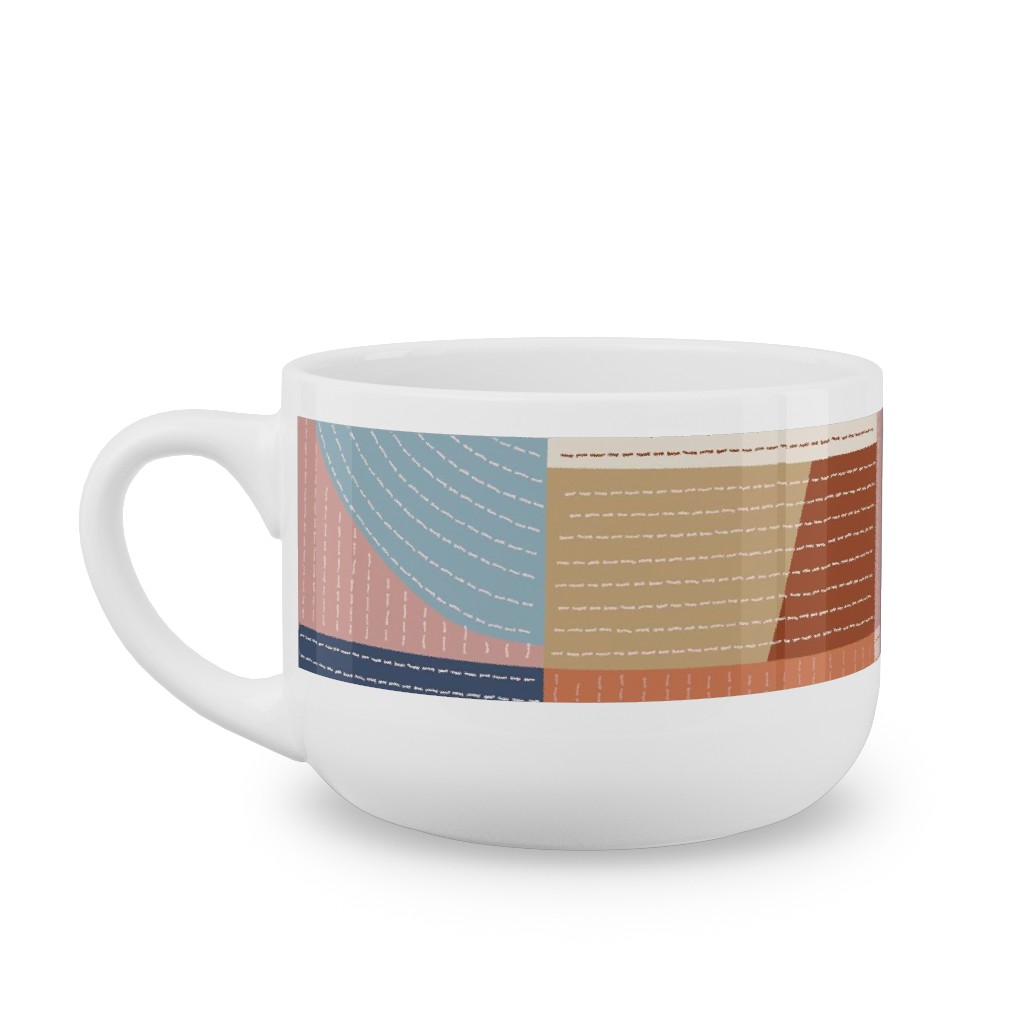 Modern Patchwork - Multi Latte Mug, White,  , 25oz, Multicolor