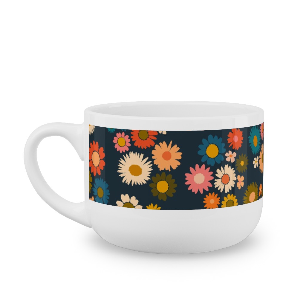 Painted Daisies - Multi Latte Mug, White, , 25oz, Multicolor