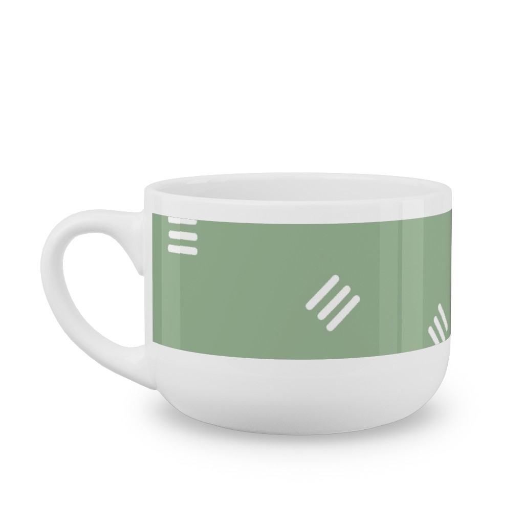 Tossed Groups of Lines - Sage Green Latte Mug, White,  , 25oz, Green