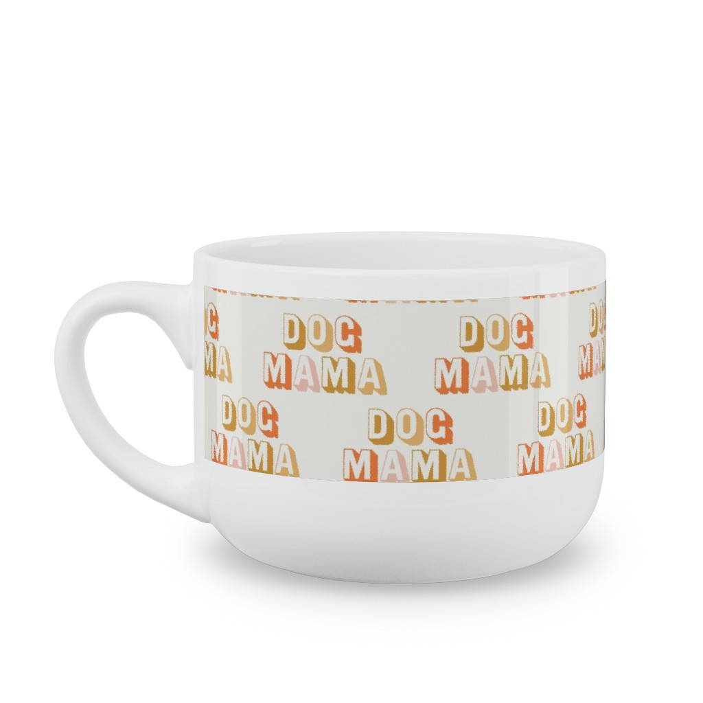 Dog Mama - Retro Vintage Text - Earthy Latte Mug, White,  , 25oz, Beige