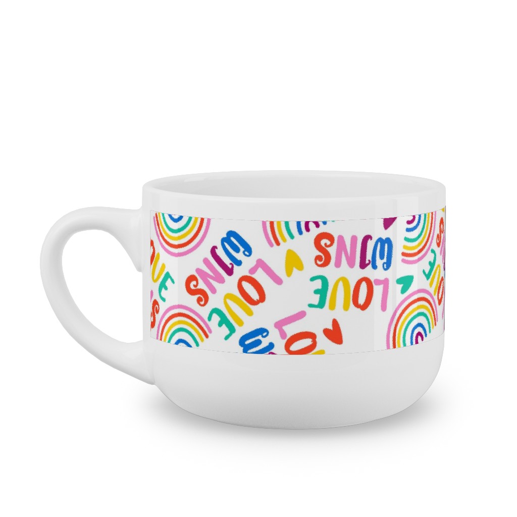 Love Wins - Pride - Brights Latte Mug, White,  , 25oz, Multicolor