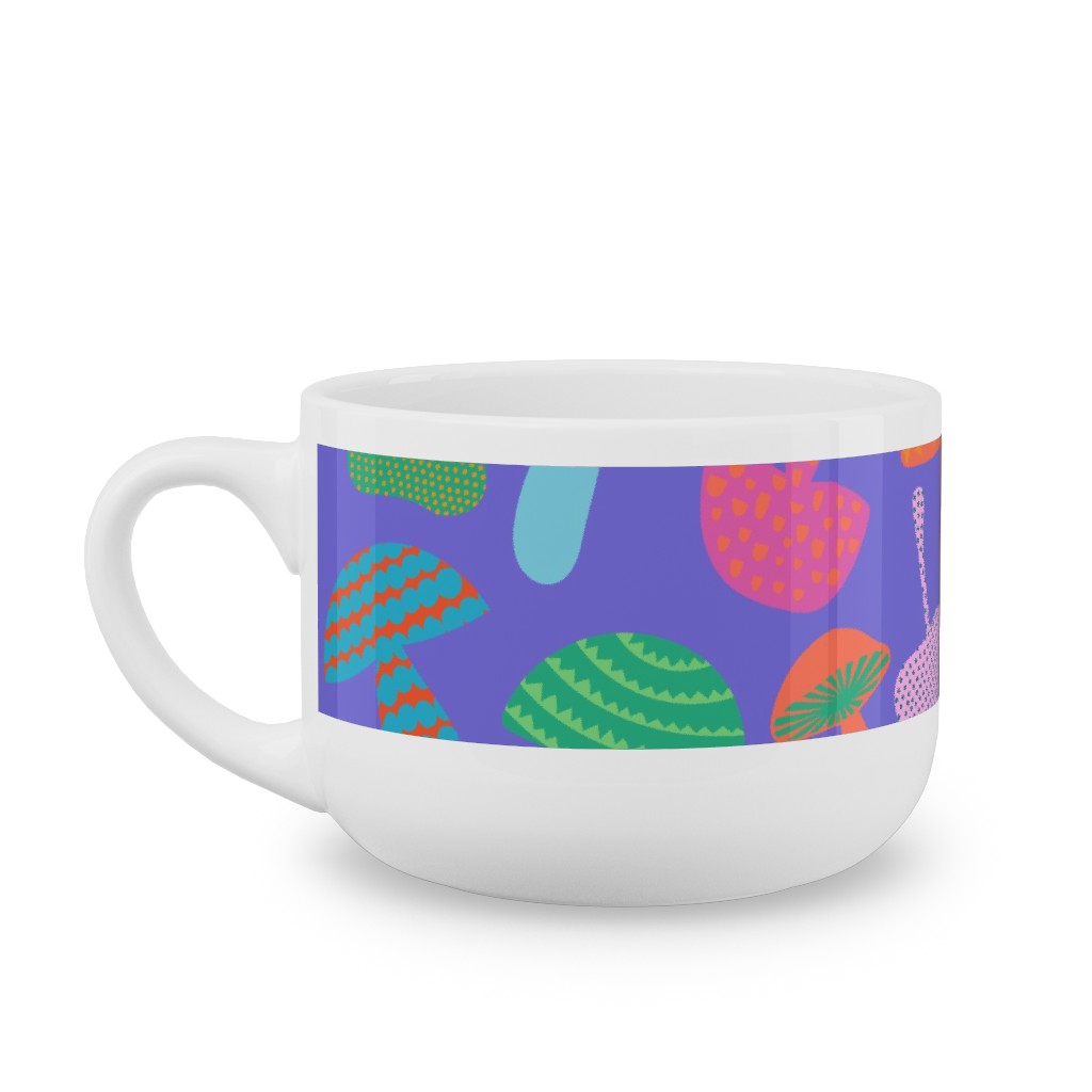 Mushroom Tossed - Bold Latte Mug, White, , 25oz, Purple, Purple