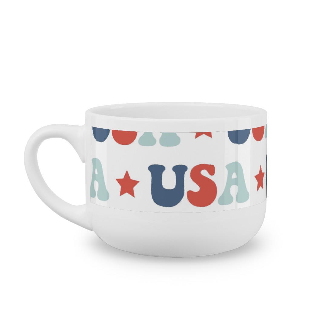 Usa Groovy Vintage - White Latte Mug, White, , 25oz, Multicolor