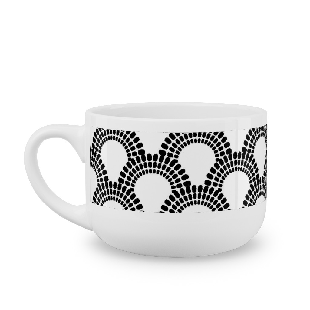 Scallops - Black and White Latte Mug, White,  , 25oz, Black