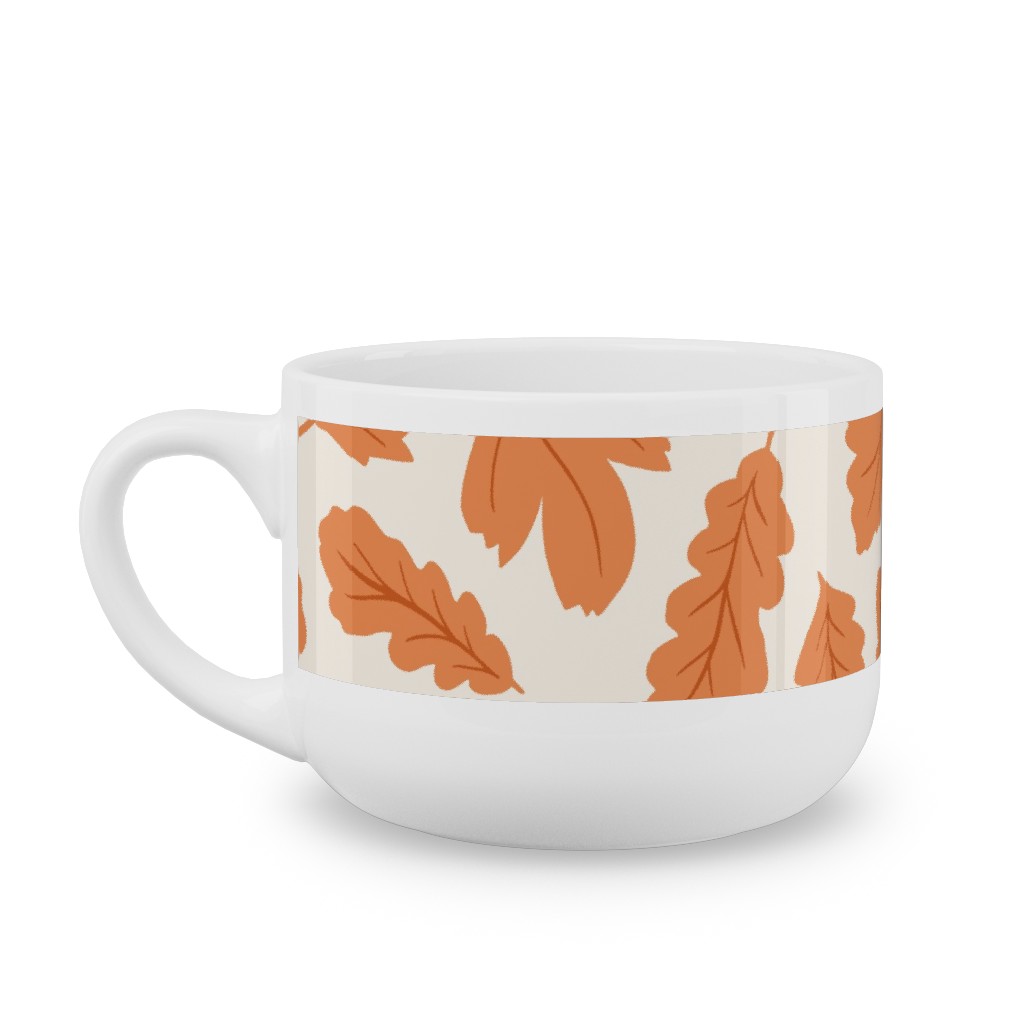Autumn Leaves - Orange on Cream Latte Mug, White,  , 25oz, Orange