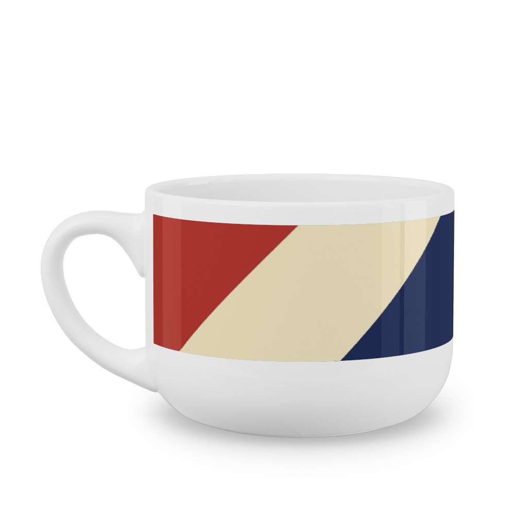 Camping Stripe Diagonal - Multi Latte Mug, White,  , 25oz, Multicolor