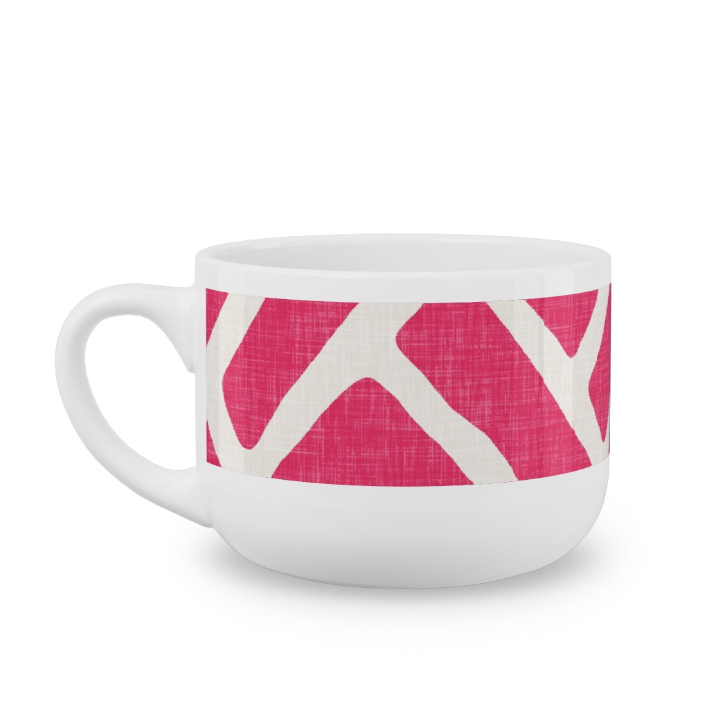 Savannah Trellis Latte Mug, White, , 25oz, Pink, Rose