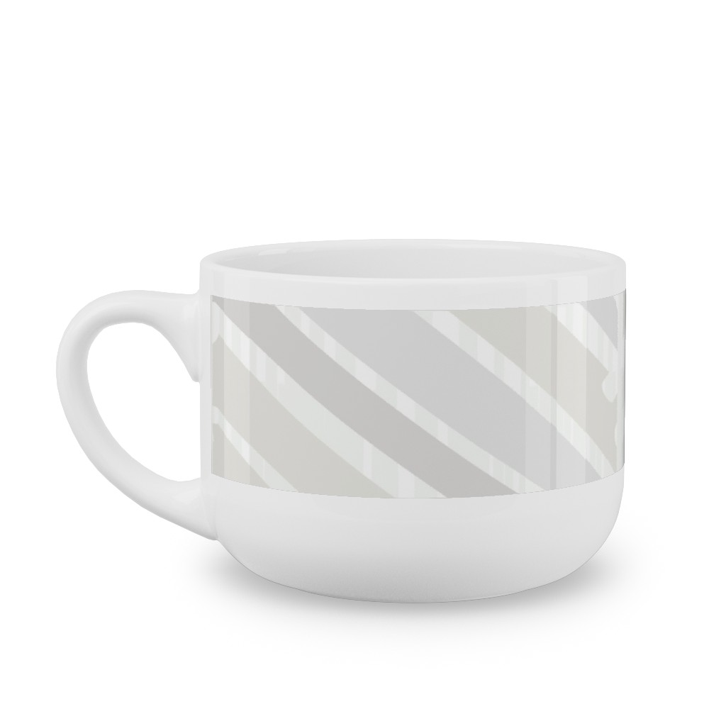 Herringbone Hues Latte Mug, White,  , 25oz, Gray