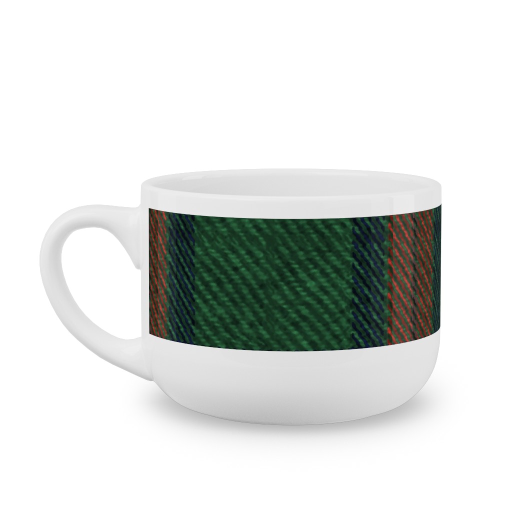Holiday Tartan Latte Mug, White, , 25oz, Green, Classic Green