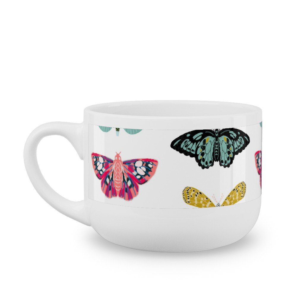 Moths and Butterflies Spring Garden - Light Latte Mug, White,  , 25oz, Multicolor