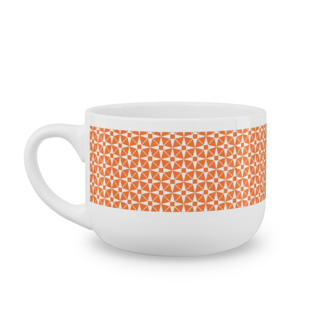 Starburst Geometric - Orange Latte Mug, White,  , 25oz, Orange