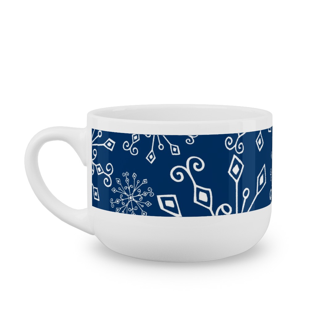 Frost Snowflakes Latte Mug, White,  , 25oz, Blue