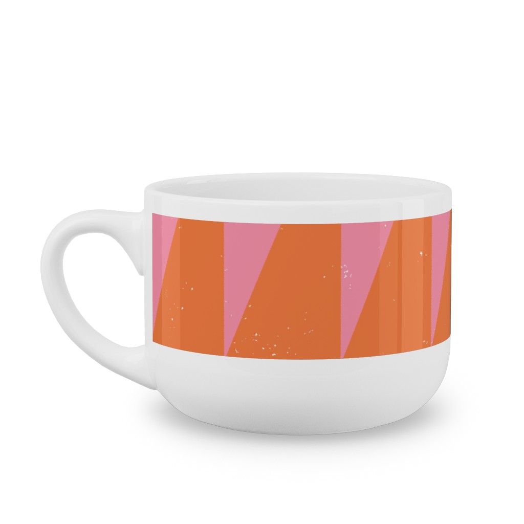 Dual Traingles - Pink Latte Mug, White, , 25oz, Pink, Bright Pink