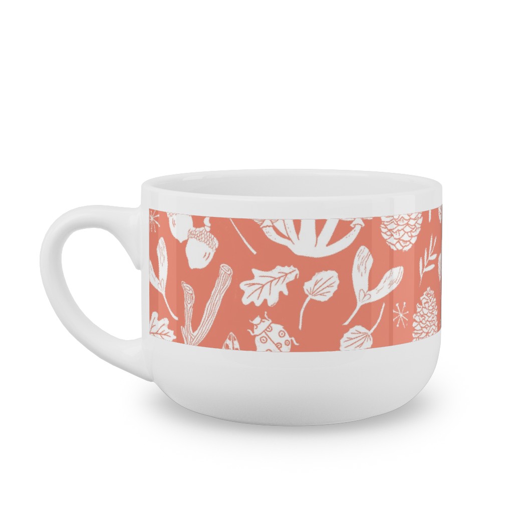 Nature Walk Block Print - Pink Latte Mug, White,  , 25oz, Pink