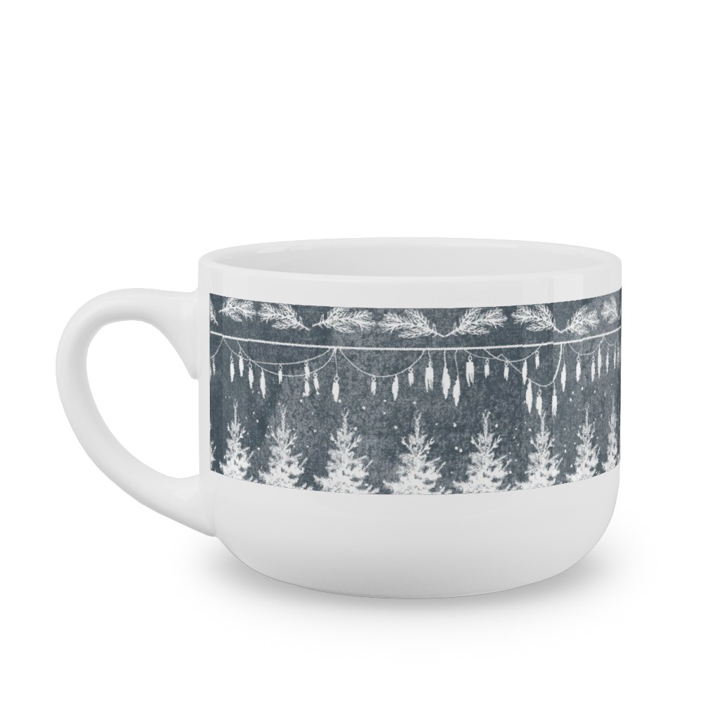 Vintage Christmas Stripe Latte Mug, White,  , 25oz, Gray