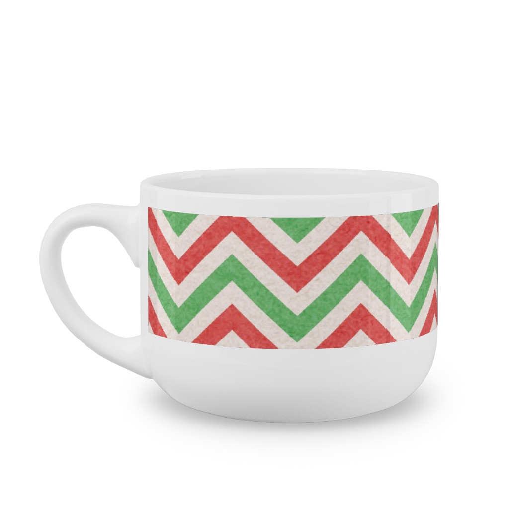 Mottled Holiday Zigzags Latte Mug, White,  , 25oz, Multicolor