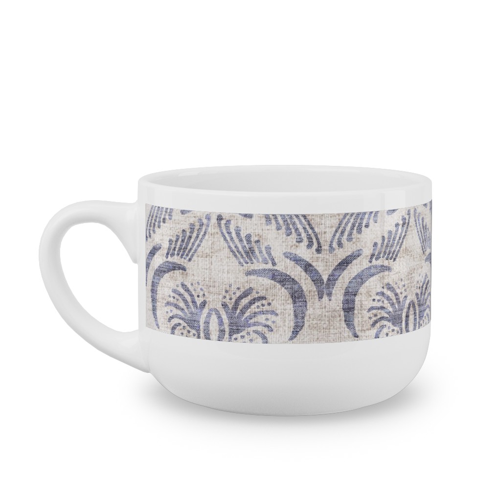 French Linen Geo Floral Latte Mug, White,  , 25oz, Gray