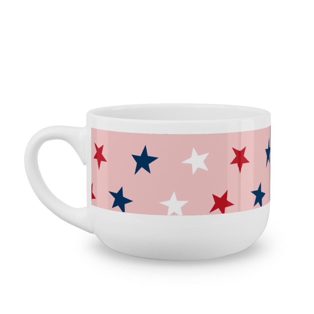 Patriotic Stars Latte Mug, White,  , 25oz, Pink