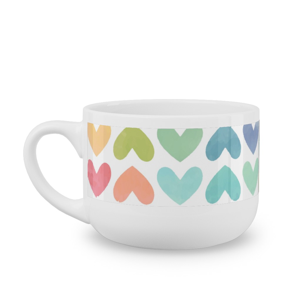 Rainbow Hearts - Multi Latte Mug, White,  , 25oz, Multicolor