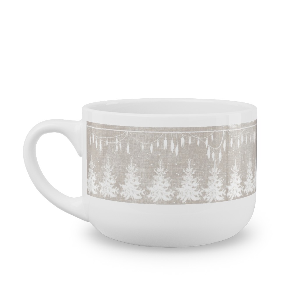 Vintage Christmas Stripe Latte Mug, White,  , 25oz, Gray