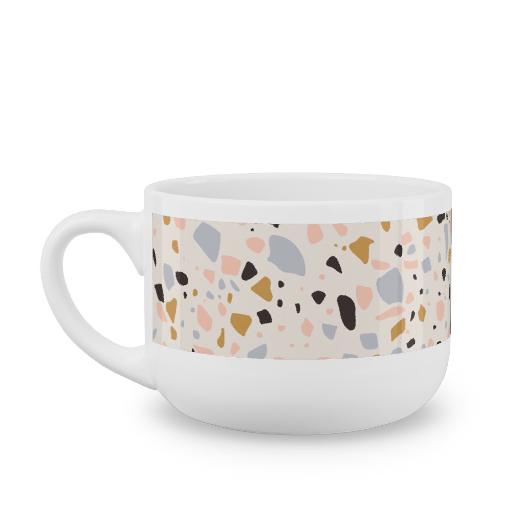 Terrazzo Coral - Gold Latte Mug, White,  , 25oz, Beige