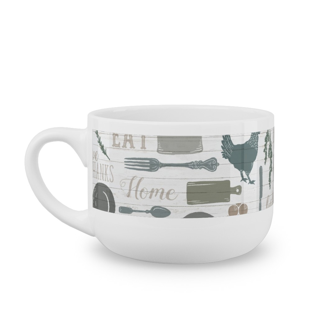 Sing for Your Supper - Gather Round & Give Thanks Latte Mug, White,  , 25oz, Blue